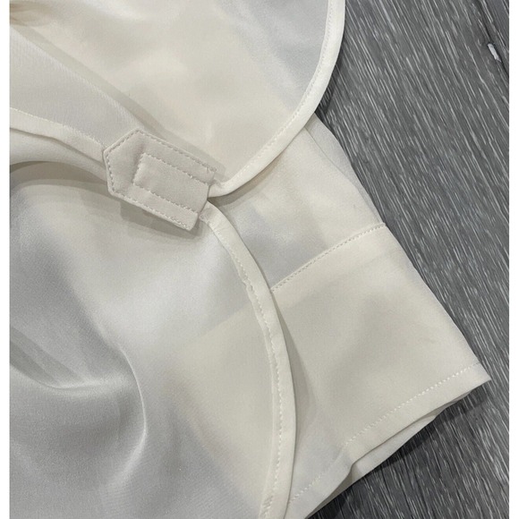 VINCE Womens 100% Silk Shirt Top Tunic Blouse Long‎ Sleeves Ivory Creme Size 8 - Picture 7 of 10